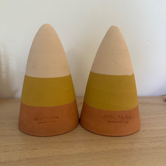 Halloween Autumn Fall Candy Corn Ceramic pumpkin Candle Covers - Picture 4 of 5